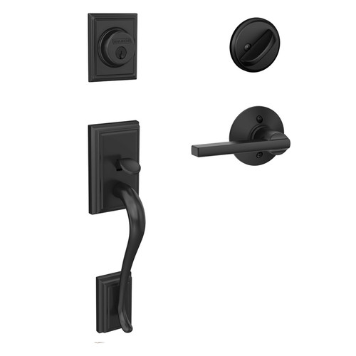 Schlage Residential F60 Addison Handleset/Entrance Latitude Lever Complete Lock Style Handleset, Matte Black