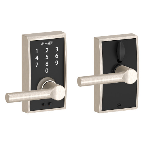 Schlage Residential Fe695 Keyless Touchscreen Lever With Century Trim And Broadway Lever Style, Satin Nickel