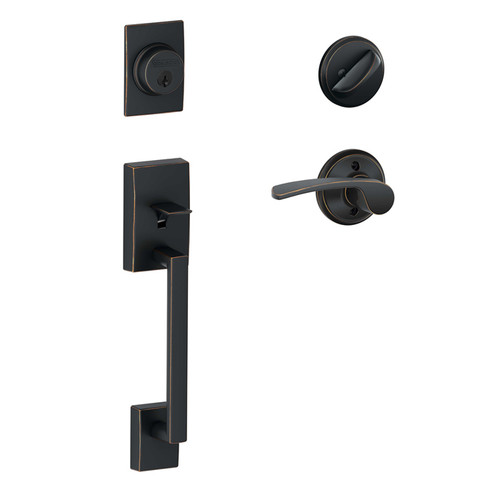 Schlage Residential F60 Century Handleset/Entrance Merano Lever Complete Lock Style Handleset, Left Hand, Aged Bronze