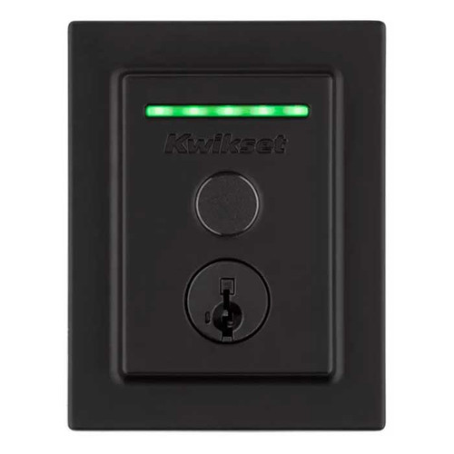 Kwikset Halo Touch Fingerprint Wi-Fi Enabled Smart Deadbolt Contemporary Design Lock, Matte Black