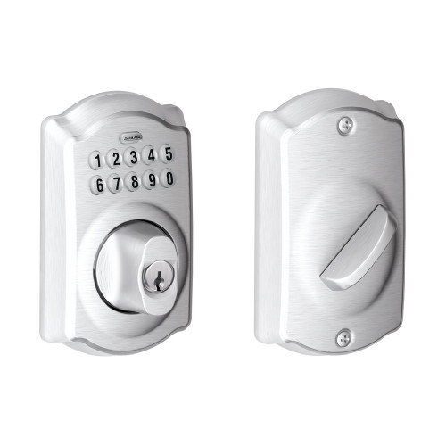 Schlage Residential BE365 Electronic Keypad Deadbolt, Camelot Trim, Satin Chrome