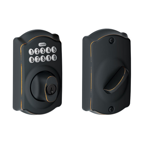 Schlage Residential BE365 Electronic Keypad Deadbolt, Camelot Trim, Matte Black