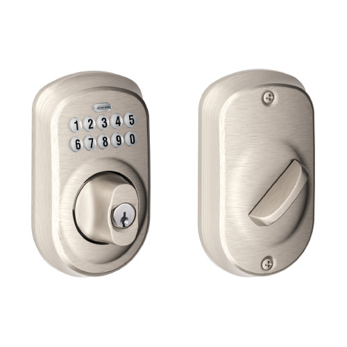 Schlage Residential BE365 Electronic Keypad Deadbolt, Plymouth Trim, Satin Nickel