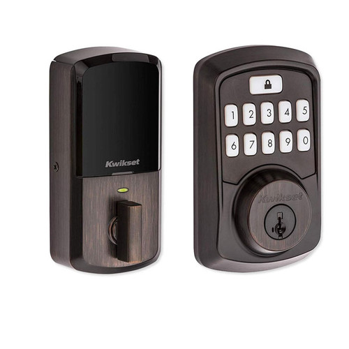 Kwikset Aura Touchscreen Electronic Deadbolt Bluetooth Enabled, Smatrkey, Round Corner Adjustable 20 Minute Ul Latch, Venetian Bronze