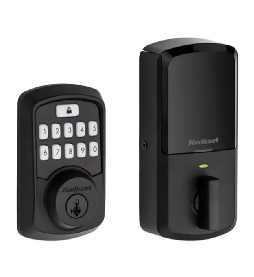 Kwikset Aura Touchscreen Electronic Deadbolt Bluetooth Enabled, Smatrkey, Round Corner Adjustable 20 Minute Ul Latch, Matte Black