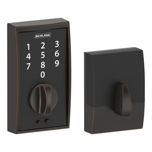 Schlage Residential BE375 Touchscreen Deadbolt, Century Trim, Aged Bronze