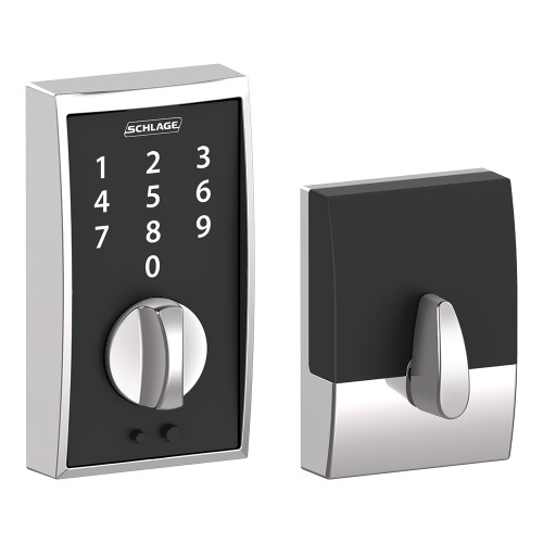 Schlage Residential BE375 Touchscreen Deadbolt, Century Trim, Bright Polished Chrome