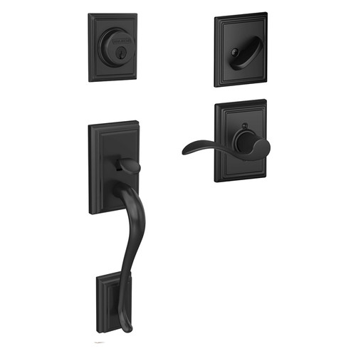 Schlage Residential F60 Addison Handleset/Entrance Georgian Knob Complete Lock Style Handleset, Matte Black