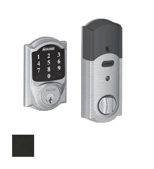 Schlage Residential BE468ZP Connect Deadbolt Touchscreen, Z-Wave Technology, No Alarm Function, Camelot Trim, Aged Bronze