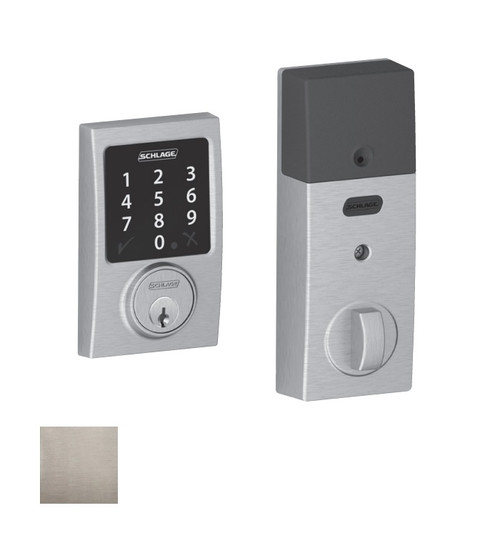Schlage Residential BE468ZP Connect Deadbolt Touchscreen, Z-Wave Technology, No Alarm Function, Century Trim, Satin Nickel