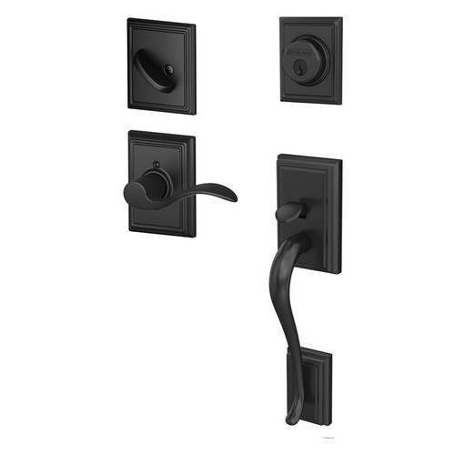 Schlage Residential F60 Addison Handleset/Entrance Accent Lever Complete Lock Style Handleset, Inside Rose, Right Hand, Matte Black