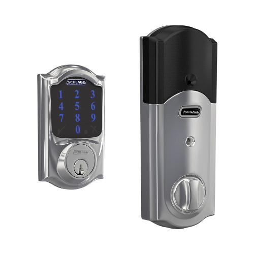 Schlage Residential BE469ZP Connect Deadbolt With Alarm Touchscreen, Z-Wave Plus Technology, Camelot Trim, Bright Polished Chrome
