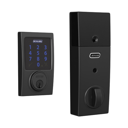 Schlage Residential BE469ZP Connect Deadbolt With Alarm Touchscreen, Z-Wave Plus Technology, Century Trim, Matte Black