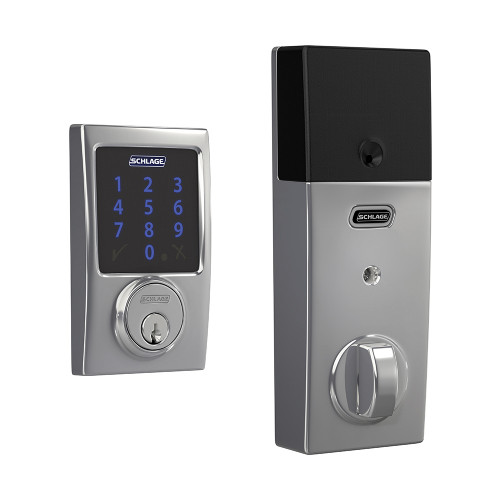 Schlage Residential BE469ZP Connect Deadbolt With Alarm Touchscreen, Z-Wave Plus Technology, Century Trim, Bright Polished Chrome