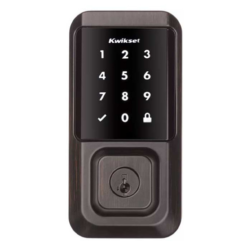 Kwikset Halo Wi-Fi Enabled 939 Touchscreen Deadbolt Electronic Smartkey With Round Corner Adjustable 20 Minute Ul Latch And Round Corner Strike, Venetian Bronze