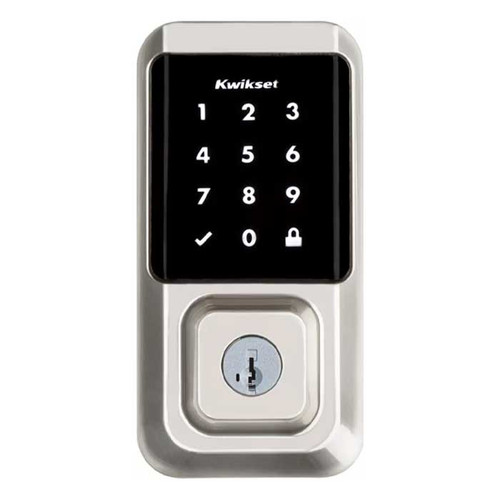 Kwikset Halo Wi-Fi Enabled 939 Touchscreen Deadbolt Electronic Smartkey With Round Corner Adjustable 20 Minute Ul Latch And Round Corner Strike, Satin Nickel