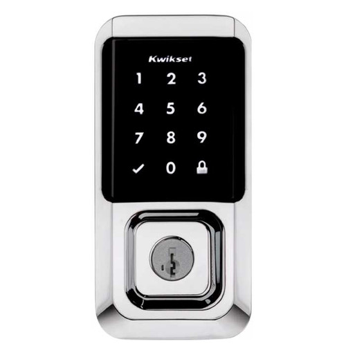 Kwikset Halo Wi-Fi Enabled 939 Touchscreen Deadbolt Electronic Smartkey With Round Corner Adjustable 20 Minute Ul Latch And Round Corner Strike, Bright Polished Chrome
