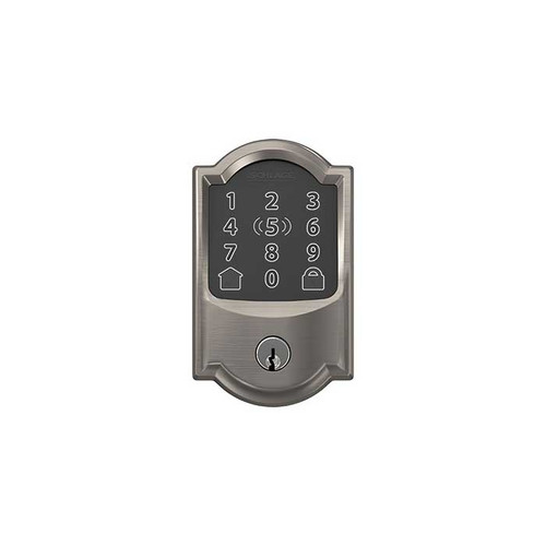 Schlage Residential BE499WB Encode Plus Smart Wifi Single Cylinder Deadbolt With Touchscreen, Compatible With Apple Homekit and Schlage Home App, Camelot Trim, Satin Nickel