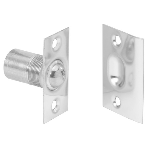 Ives Dual Adjustable Ball Catch-Square Corners Threaded Barrel With Strike, 1" Wide X 2-1/8" High Face Plate, Wrought Brass, Oil Rubbed Dark Bronze