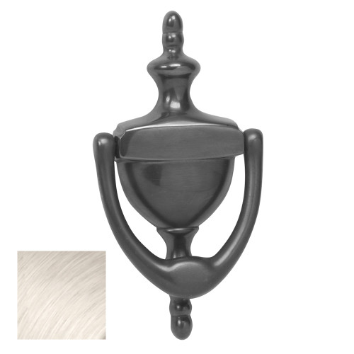 Ives Door Knocker Only, Bolts Through, 5-15/16" L X 3" W X 1-1/16" Projection, 3-15/16" Ctc, Forged Brass, Satin Nickel