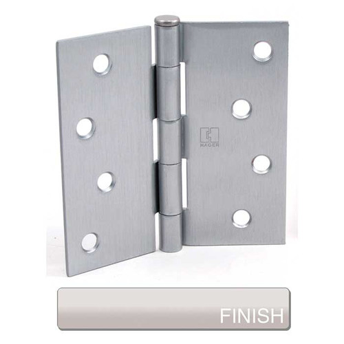 Hager Full Mortise Residential Hinge Nrp Square Corner Plain Bearing Steel 4" X 4", Satin Nickel