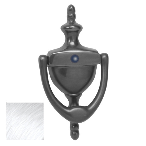 Ives Door Knocker With U701 Viewer With, Bolts Through, Forged Brass, For 1-5/8" To 2-1/8" Thickness, 3-15/16" Ctc, Satin Chrome