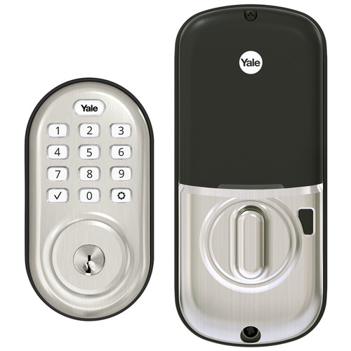 Yale Residential Assure Lock Push Button Keypad Deadbolt With Z-Wave Smart Module, Kwikset Keyway Keyed Different, Satin Nickel