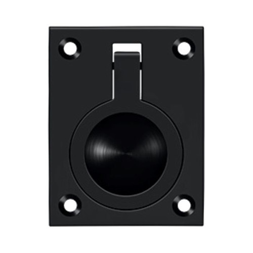 Deltana Flush Ring Pull, 2-1/2 X 1-7/8", Solid Brass, Matte Black