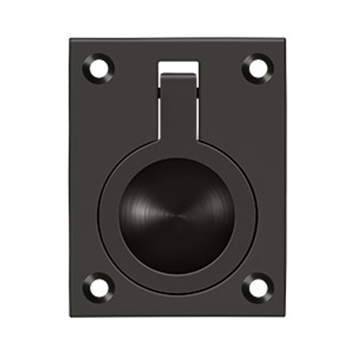 Deltana Flush Ring Pull, 2-1/2 X 1-7/8", Solid Brass, Oil Rubbed Dark Bronze