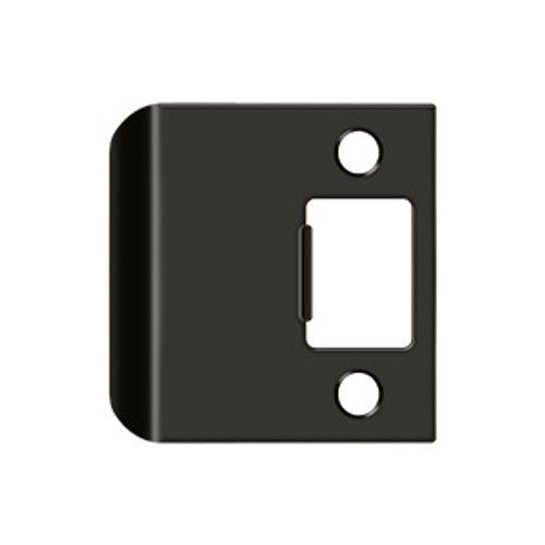 Deltana Extended Lip Strike Replacement For Residential Locks, 2-1/4" X 2-1/4", 1-3/4" Extension, Oil Rubbed Dark Bronze