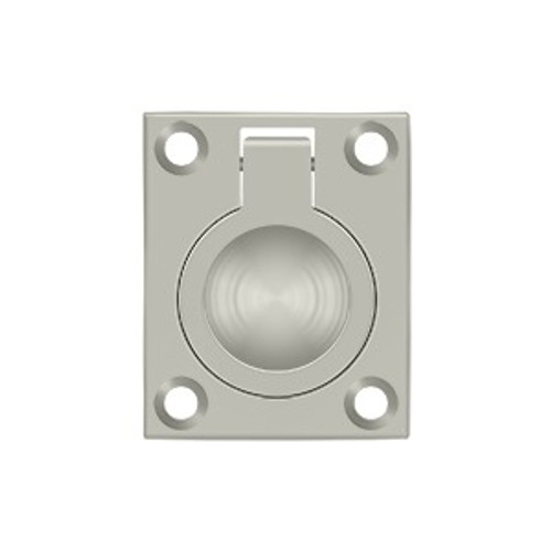 Deltana Flush Ring Pull, 1-3/4" X 1-3/8", Solid Brass, Satin Nickel