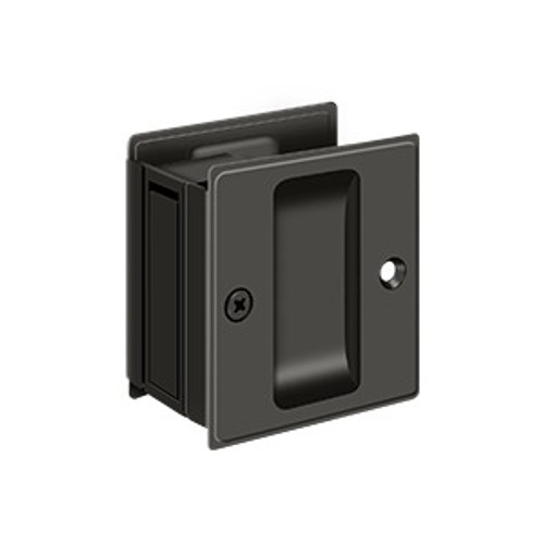Deltana Pocket Door Lock-Passage, 2-1/2" X 2-3/4", 1-3/8" Thickness, Oil Rubbed Dark Bronze