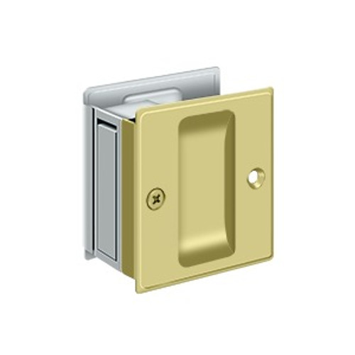 Deltana Pocket Door Lock-Passage, 2-1/2" X 2-3/4", 1-3/8" Thickness, Bright Polished Chrome