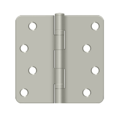 Deltana 4" X 4" X 1/4" Radius Corner Hinge Residential Steel, 1/, .085 Thickness, Ball Bearing, Satin Nickel (Pair)