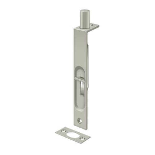 Deltana 6" Square Corner Flush Bolt, Hd, Solid Brass, Solid Brass,1" Throw, Satin Nickel