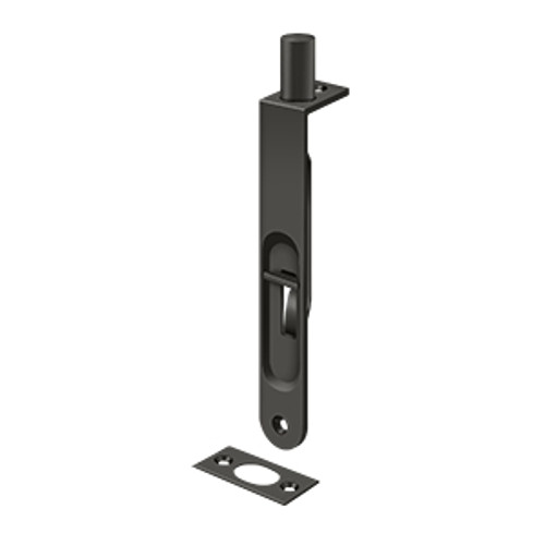 Deltana 6" Round Corner Flush Bolt, Hd, Solid Brass, Solid Brass,1" Throw, Oil Rubbed Dark Bronze