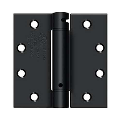 Deltana 4-1/2" X 4-1/2" Spring Hinge, Ul Listed Single Action, - Square Corners, 0.13 Thickness, Paint Black