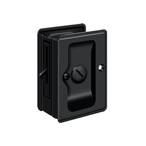Deltana Pocket Door Lock-Privacy Hd, Adjustable, 3-1/4" X 2-1/4", Adjustable 1-3/8" To 1-3/4" Thickness, Painted, Matte Black Deltana Pocket Door Lock-Privacy Hd, Adjustable, 3-1/4" X 2-1/4", Adjustable 1-3/8" To 1-3/4" Thickness, Painted, Matte Black