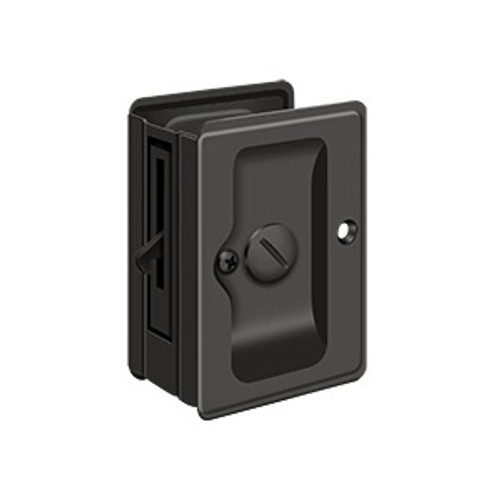 Deltana Pocket Door Lock-Privacy Hd, Adjustable, 3-1/4" X 2-1/4", Adjustable 1-3/8" To 1-3/4" Thickness, Oil Rubbed Dark Bronze Deltana Pocket Door Lock-Privacy Hd, Adjustable, 3-1/4" X 2-1/4", Adjustable 1-3/8" To 1-3/4" Thickness, Oil Rubbed Dark Bronze