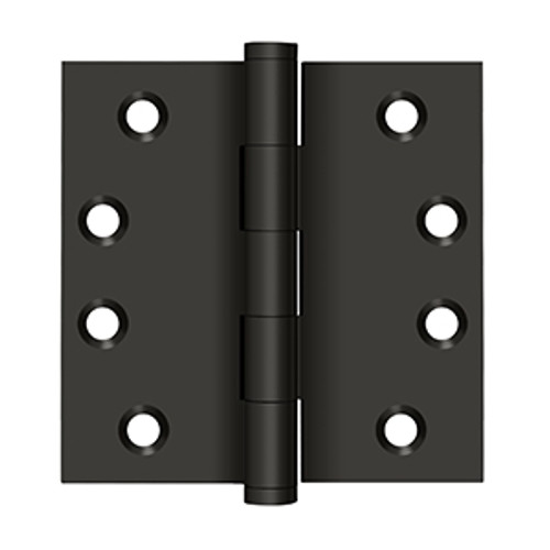 Deltana 4" X 4" Square Corner Hinge Residential Solid Brass, .129 Thickness, Oil Rubbed Dark Bronze (Pair)