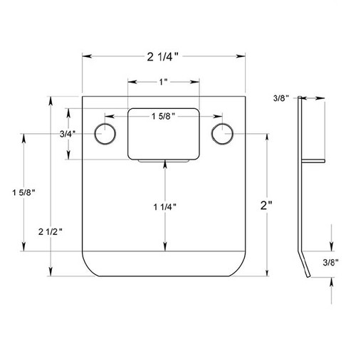Deltana Extended Lip Strike Replacement For Residential Locks, 2-1/4" X 2-1/2", 2" Extension, Satin Nickel