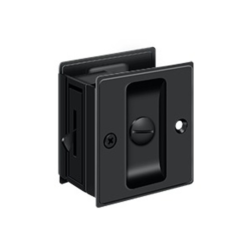 Deltana Pocket Door Lock-Privacy, 2-1/2" X 2-3/4", 1-3/8" Thickness, Matte Black