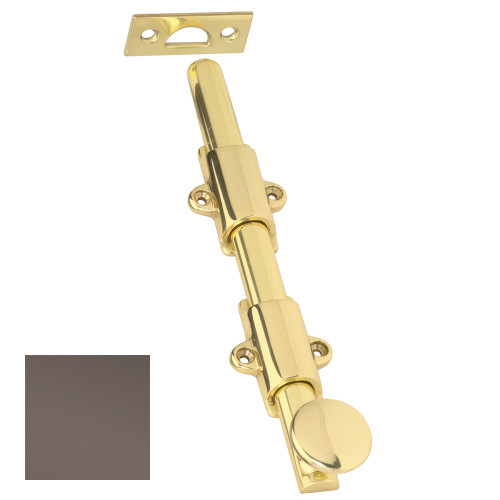 Ives Decorative Heavy Duty Surface Bolt Hd, 1-1/8" Throw, 1-5/16" Projection, 12" Length, Solid Brass, /B10B, Universal Strike, Oil Rubbed Dark Bronze