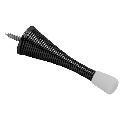 Ives 3" Flexible Door Stop Projection Spring, 1" Base Diameter, 9/16" Tip Diameter, White Rubber Tip, Steel, 631/F-, Matte Black