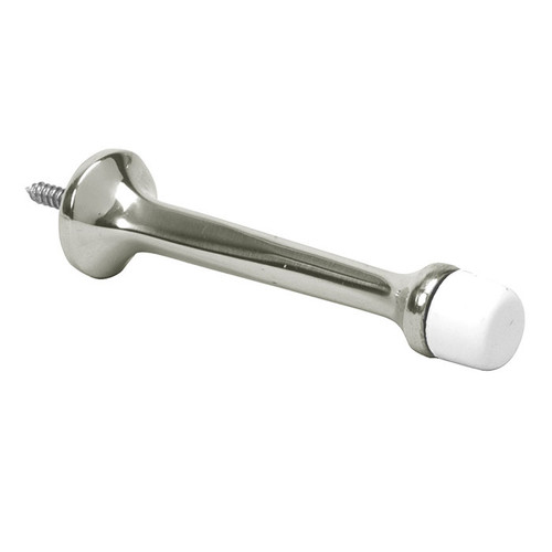 Ives Solid Base Door Stop 3-1/8" Projection, 7/8" Diameter, 5/8" Tip Diameter, White Rubber Tip, Aluminum, /A15, Satin Nickel