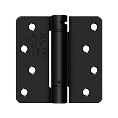 Deltana 4" X 4" X 1/4" Spring Hinge, Ul Listed Single Action, 1/ Round Corners, 0.097 Thickness, Paint Black