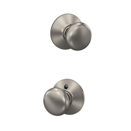 Schlage Residential F10 Plymouth Passage Knob Lock In Vis Pack Function, Satin Nickel