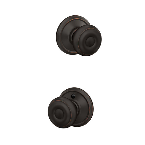 Schlage Residential F10 Georgian Passage Knob Lock In Vis Pack Function, Satin Nickel
