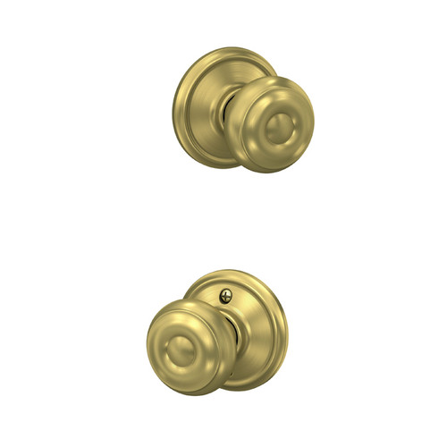 Schlage Residential F10 Georgian Passage Knob Lock In Vis Pack Function, Satin Brass