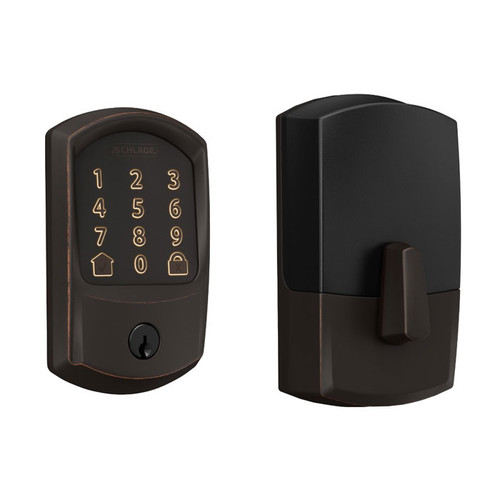 Schlage Residential BE489WBC Encode Smart Wifi Single Cylinder Deadbolt With Touchscreen, Greenwich Trim, Aged Bronze